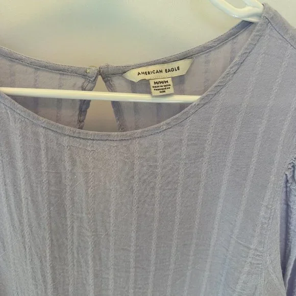 American Eagle Soft Cotton Blend Long Sleeve Tiered Babydoll Top Medium - Picture 2 of 3